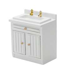 1/12 Scale Wooden Dollhouse Miniature Kitchen Furniture Set - Includes Cabinet, Refrigerator, Stove, Sink And Counter, Suitable For Decorative Dollhouse, Pink Color