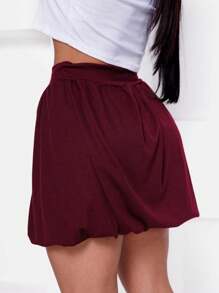 Short Balloon Style Skirt Fashion Blogger - 紫紅色 - 查看 2