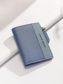 Kurze Geldbörse aus PU-Leder mit Buchstaben-Aufdruck für Frauen, Geldbörse, kleine Geldbörse