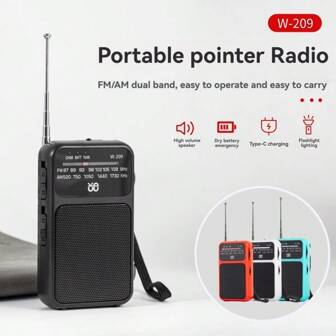 1 件 FM/AM 模拟收音机 便携式口袋型 带夹子、大表盘刻度