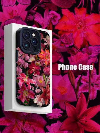 1 Stück süße, filigrane rosa Blume vertikale Kunstleder Textur stoßfeste, kratzfeste, schockresistente Handyhülle kompatibel mit Apple & Modellen