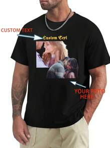 Customized Men's Personalized Loose Fit T-Shirt - Add Your Own Images (Selfie/Family Photo/Pet Photo/Friend Photo/Party/Team/ Boyfriend/Girlfriend/Pet/Couple Matching/ Workwear) And Your Text To Design Your Personalized Printed T-Shirt,Gymboy - Black - View 3