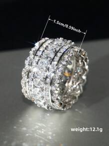 1 chiếc nhẫn đá Cubic Zirconia cổ điển, kiểu dáng nữ, thích hợp cho đám cưới, lễ đính hôn, kỷ niệm, tiệc tùng và các dịp khác, cũng có thể dùng làm nhẫn hoặc quà tặng ngày Valentine. - 5 # - Xem 3