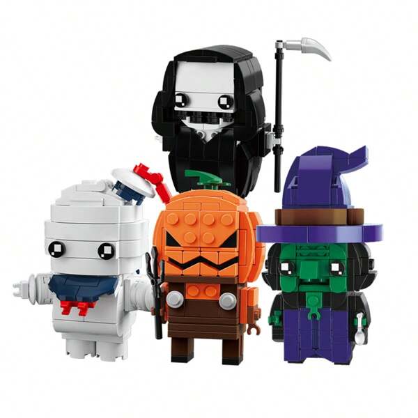 1 pieza Juguete de bloques de construcción tipo ladrillo de Halloween, decoración de escritorio, Halloween, regalo festivo