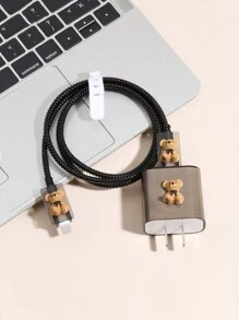 Kreative Cartoon Kabel Aufwickler Schutz, stoßfeste EVA Bären Form Kabel Organizer Tasche kompatibel mit Apple 20W Schnellladekabel Kabelorganizer