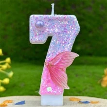 Velas Digitas de Cauda de Sereia Rosa Brilhante, Velas de Aniversário Criativas DIY para Decoração de Bolo, Festa e Decoração Doméstica - Multicolorido - Visão 20