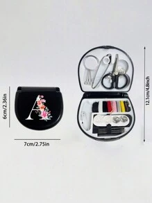 Floral Pattern Sewing Tool Box, Letters A-Z, Perfect Gift For Sewing Beginners: 1 Set Portable Mini Sewing Kit - Foldable, DIY Sewing Supplies And Accessories, Suitable For Travelers And Emergency Clothing Fixers, Mini Needle Box Portable Small Needle Pouch Sewing Tool Combination Set Hotel Supplies (Pin Color Random) - Black - View 9