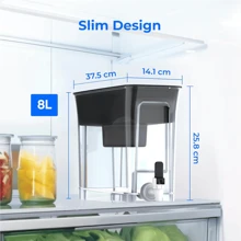 Waterdrop Water Filter Dispenser, Slim Water Filter Tank With 1 * 60 Days Filter, 200-Gallon Long-Life, Faster Filtration, Reduces Chlorine, / And More - Black - View 3