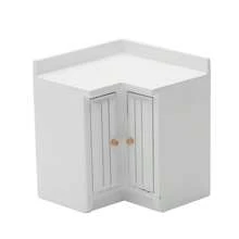 1/12 Scale Wooden Dollhouse Miniature Kitchen Furniture Set - Includes Cabinet, Refrigerator, Stove, Sink And Counter, Suitable For Decorative Dollhouse, Pink Color