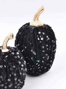 7PCS Autumn Artificial Pumpkin Black Foam Flash Pumpkin Thanksgiving Harvest Pumpkin Suitable For Thanksgiving Christmas Seasonal Festivals Farmhouse Home Wedding Party Desktop Center Decoration Birthday Home Decor Christmas Decorations Room Decor - 7PCS Sequin Pumpkin Black - View 3