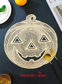 2-6 件金色空心南瓜餐垫，PVC 材料万圣节南瓜桌垫，可洗，易于清洁，擦拭干净，防滑，耐热，适用于房间装饰、餐桌装饰、家居装饰，适合节日、派对、生日、婚礼和宴会、万圣节装饰、家居装饰万圣节派对 - 彩色 - 查看 22
