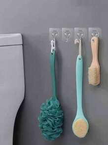 50pcs Transparent Traceless Hooks, Strong Adhesive Wall Mounted Magic Hooks For Bathroom And Kitchen, Waterproof And Nail-Free Hanging Hooks Suitable For Various Surface Materials