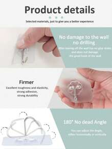 50pcs Transparent Traceless Hooks, Strong Adhesive Wall Mounted Magic Hooks For Bathroom And Kitchen, Waterproof And Nail-Free Hanging Hooks Suitable For Various Surface Materials