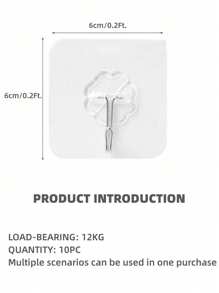 50pcs Transparent Traceless Hooks, Strong Adhesive Wall Mounted Magic Hooks For Bathroom And Kitchen, Waterproof And Nail-Free Hanging Hooks Suitable For Various Surface Materials