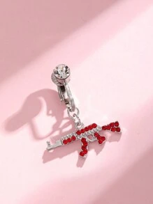 1pc Gun Shaped Fake Belly Button Ring, Fashionable Non-Piercing Belly Button Clip For Daily Wear
