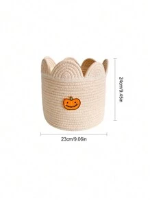1 chiếc giỏ đựng đồ đan bằng dây thừng sáng tạo, đựng đồ ăn nhẹ, mỹ phẩm, đồ chơi, giỏ đan bí ngô Halloween để bàn - Nhiều màu - Xem 2