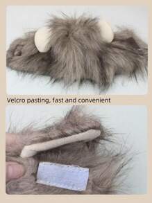 1pc Furry Lion Mane Wig For Cats & Dogs With Ears Funny Pet Costume Accessory - Gold - View 7