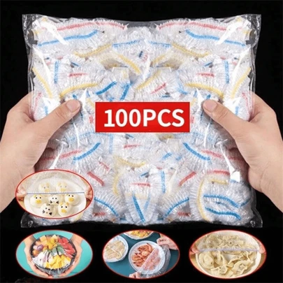 50/100/300pcs Colorful Saran Wrap Disposable Food Cover  Fruit Fresh-Keeping Plastic Bag Kitchen Accessories