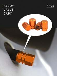 4 nắp van lốp xe bằng hợp kim nhôm màu vàng - Vàng - Xem 3