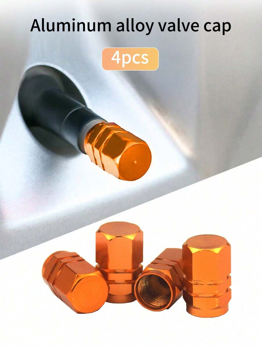 4 nắp van lốp xe bằng hợp kim nhôm màu vàng