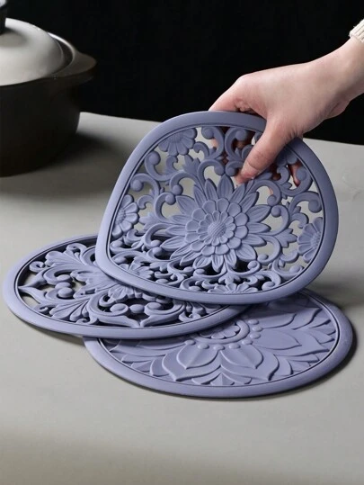 3 件套传统硅胶三脚架垫（20 厘米/7.87 英寸）（16 厘米/6.3 英寸） - 防滑耐热厨房台面和桌子热垫 - 厨房三脚架，用于热盘和炊具 - 锅碗瓢盆热锅架