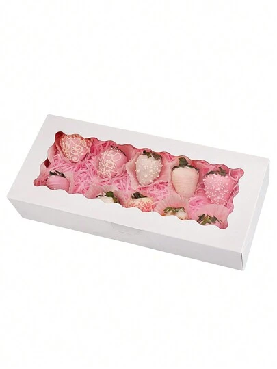 5 件/10 件饼干盒、带窗口面包盒、糖果盒、适合巧克力、草莓、糖果、甜甜圈、松饼、糖果和糕点的礼品盒