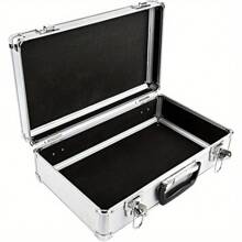 Lockable Flight Case Portable Aluminium Box Silver Carrying Case For Measurement Instruments Storage Toolbox (400 X 240 X 125 Mm)