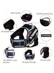 1pc Breathable Dog Harness With Built-In Handle, Reflective For Night Use, Chest-Strap Style Dog Walking Harness