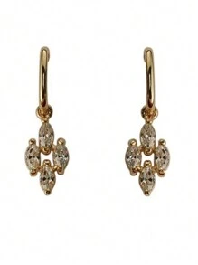 1 Pair S925 Sterling Silver Rhombus 4 Zirconia Elegant Ladies Stud Earrings, Suitable For Daily Wear And Formal Occasions, Perfect Gift For Anniversary - Geometry - View 6