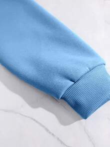 Sudadera Casual con Capucha Floral Otoño Invierno Mujer con Gorro Cordón y Bolsa Canguro Mujer Camiseta casual versátil - Azul - Ver 5