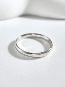 1枚女士光滑素面925纯银戒指，优雅珠宝礼品，适合日常佩戴或派对场合 - 銀色 - 查看 5