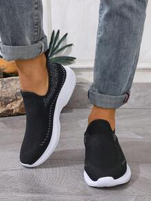 Giày chạy bộ thời trang nam thoáng khí dệt, đế mềm chống trượt thoải mái, giày thể thao bền bỉ, thích hợp cho các hoạt động ngoài trời, giày thể thao màu đen - màu đen - Xem 6