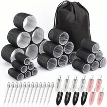 38PCS Hair Rollers Hair Curlers, Rollers, Curlers For Long Hair Thick, Jumbo Large Medium Small Rollers Set, 12 Stainless Steel Clips And Storage Bag ,Hair Rollers,Heatless Curls,Hair Curler,Hair Products And Accessories For Barber Salon Beauty Travel Essentials,Back To School,Travel Holiday Essentials,Hair Accessories For Women