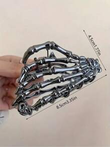 1 kẹp tóc bằng hợp kim kẽm cho tiệc Halloween, kẹp tóc hình bộ xương bằng kim loại cho mùa thu đông, kẹp tóc Goth tối màu - màu đen - Xem 4