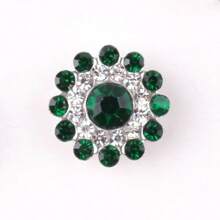 50 Stücke/Packung, Silber Basis, 14MM runde Blumen-Kristallnieten, funkelnde Strass-Verzierungen zum Aufkleben oder Aufnähen für Kleidung, Taschen, Schuhe