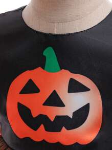 Đầm công chúa lưới in hình bí ngô nhiều màu và đen dự tiệc Halloween cho bé gái kèm băng đô, thích hợp cho tiệc cosplay - màu đen - Xem 5