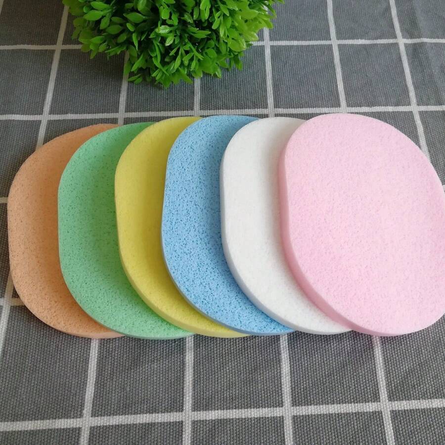 1pc/3pcs/6pcs/12pcs Seaweed Facial Cleansing Powder Puff PVA Sponge