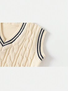 Young Boy V-Neck Knitted Sweater Vest, Autumn & Winter