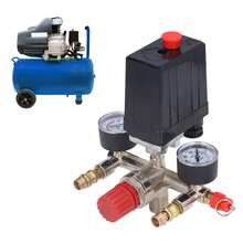 Air Compressor Pressure Switch, Air Compressor Pressure Valve Kit Self-Loading Dump Heavy Duty Vertical 90‑120 PSI With Gauge For Pump - 黑色 - 查看 1