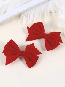 2 peças Laços de cabelo de veludo para meninas Laço vermelho Clipes de jacaré Pequenos laços de veludo lisos Outono Inverno Grampos de cabelo Laços de rabo de cavalo Grampos Acessórios de cabelo para meninas