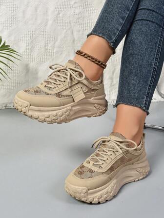 Women's Fashionable Casual Sports Shoes Thick Sole Elevated Comfortable Breathable Lightweight Anti-Slip