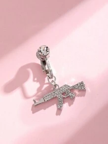 1pc Gun Shaped Fake Belly Button Ring, Fashionable Non-Piercing Belly Button Clip For Daily Wear