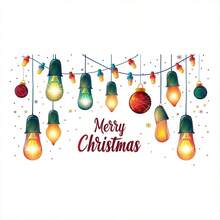 1 件装圣诞节彩色节日灯挂饰窗户贴纸玻璃窗氛围装饰墙贴 - 彩色 - 查看 5