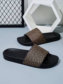 Men's Fashionable Retro Open Toe Breathable Slippers, Comfortable Anti-Slip Durable Rubber Sole Slides, Bathroom Sandals, Outdoor All-Match Sandals