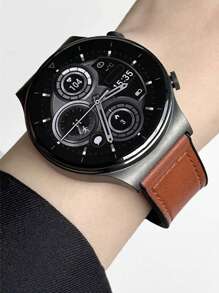 1 件硅胶皮革磁性替换表带，兼容华为，兼容 Fitbit Versa 2 1，兼容三星 Galaxy Watch 6 5 4 40mm 44mm，Galaxy Watch 5 Pro 45mm/Watch 6 4 Classic 42mm 46mm 43mm 47mm/Active 2，男女适用，适合 20mm 和 22mm 表带 - 棕色 - 查看 2