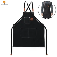 1pc Chef Apron For Women Men, Canvas Cross Back Work Apron With Adjustable Strap And Large Pockets Apron, Kitchen Cooking Baking Grill BBQ Apron, For Home, Kitchen, Restaurant, Salon, Cosmetology, Coffee Shop, Flower Shop, Bar, Bistro, Farmhouse, Garden