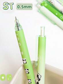 1/6pcs随机可爱卡通水豚、熊猫ST点击中性笔，返校文具礼盒笔，学生专用笔文具小奖品，日常工作学习便携书写顺滑速干0.5mm黑色中性笔 - 多色 - 查看 8