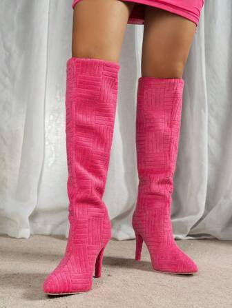 Women's Fashion Thigh High Boots High Heeled Boots For Outdoor Daily Activities In Autumn And Winter