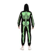 Joyfy Adult Men Halloween Skeleton Pajama, Family Matching Skeleton Bodysuit Pajama For Halloween Cosplay Party (Glow In The Dark)