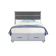 81 "Long X 57" Wide X 51 "Gray PU Full Bed With High Band Storage, Weight Capacity Up To 370 LBS - 灰色+實木 - 查看 2